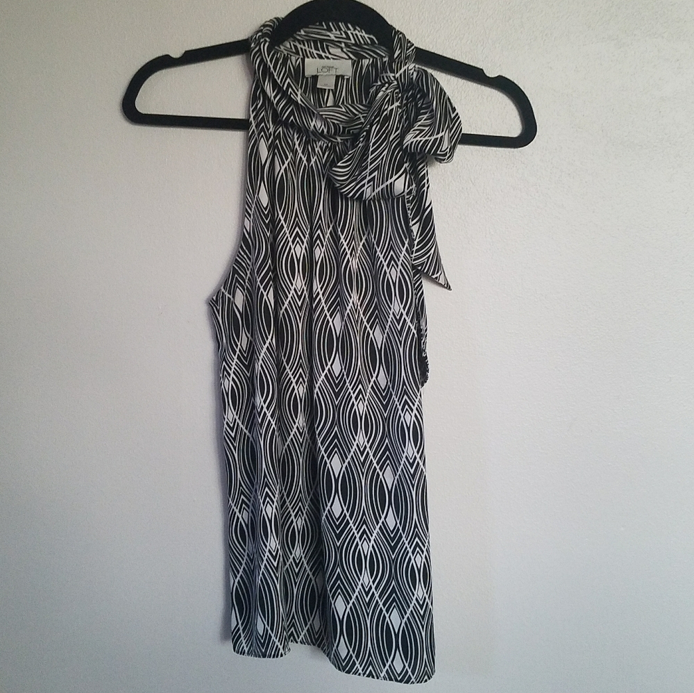 LOFT Womens Black White Top